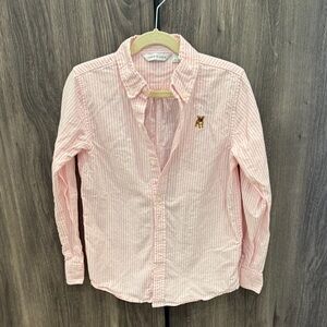 Janie and Jack Light Pink Striped Button Down Shirt Size 7